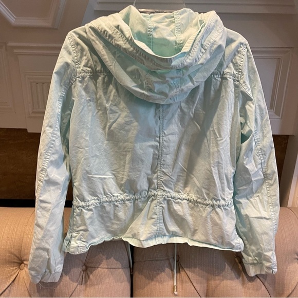ZARA Trafaluc Mint Green Draw string Waist Spring Hooded Jacket Sz M -Sz L Label - Picture 2 of 9